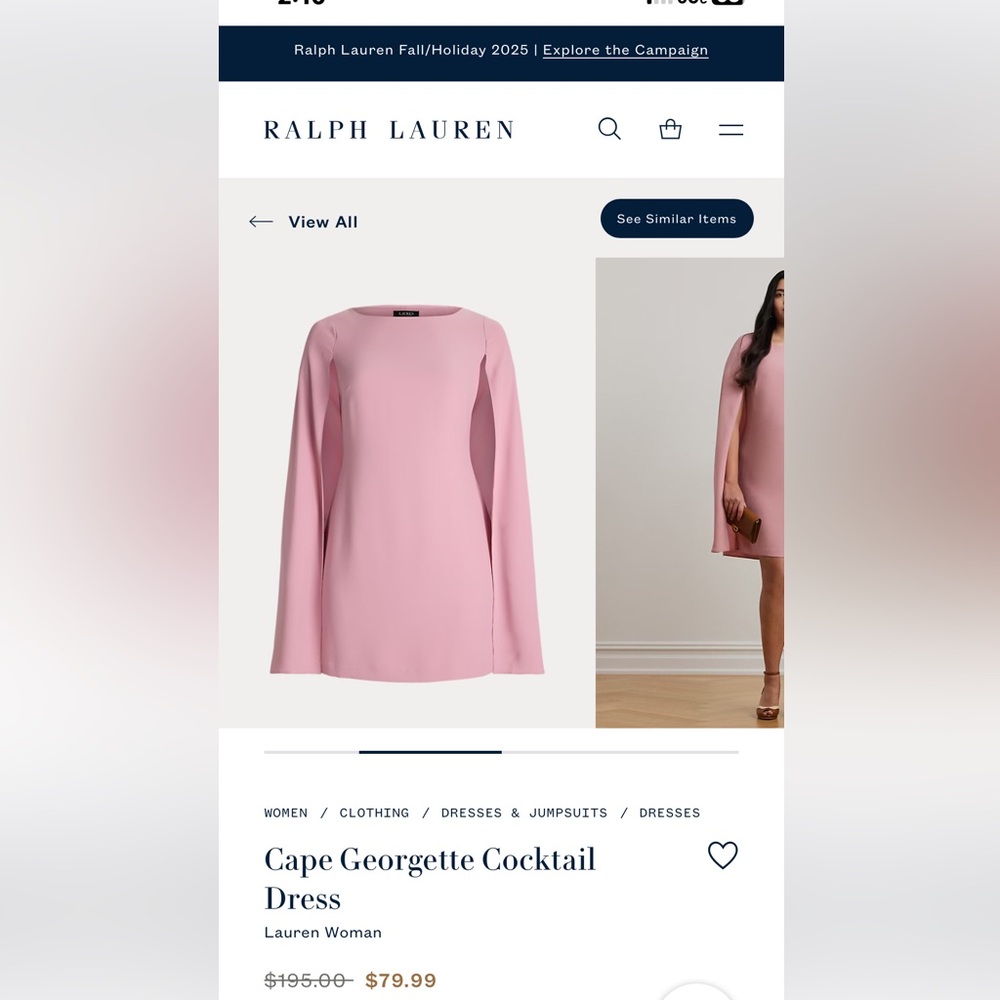 Ralph Lauren Pink Cape Dress